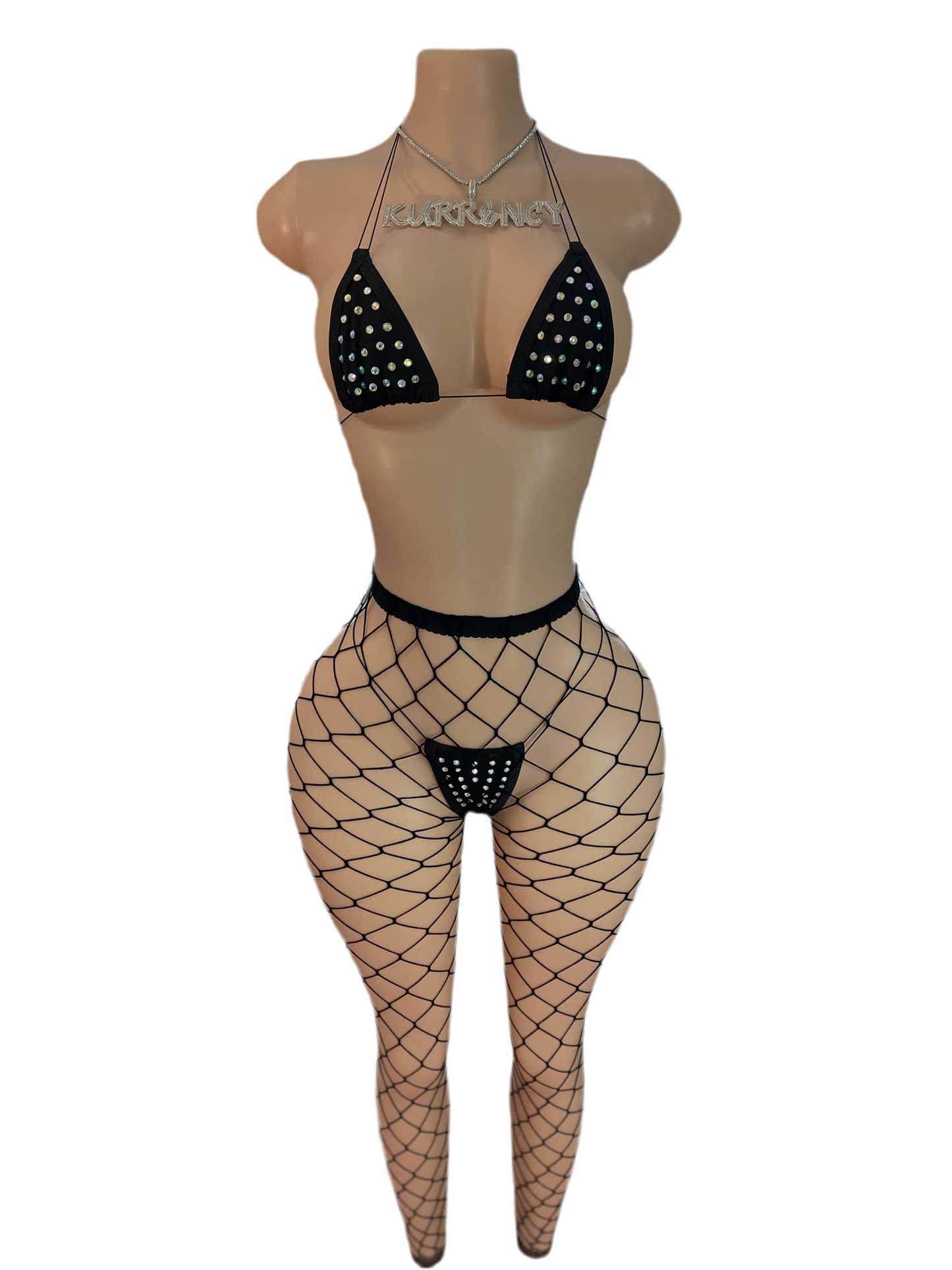 Black Fishnet 3pc Micro Bikini