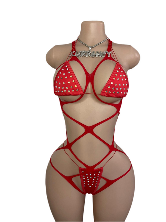 Edible Red 3pc Micro Bikini Set
