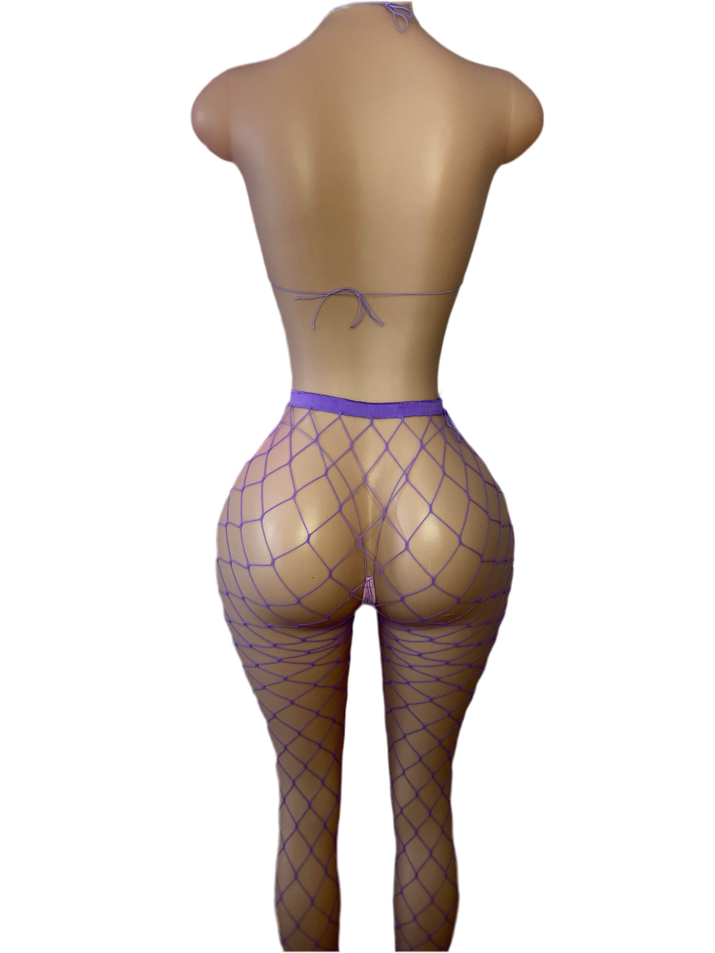 Lavender Fishnet 3pc Micro Bikini