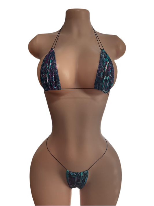 Color-Block Rattler Bikini Set