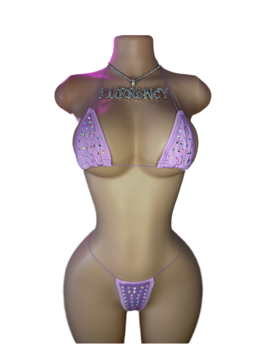 Rhinestone Lavender 2pc Micro Bikini
