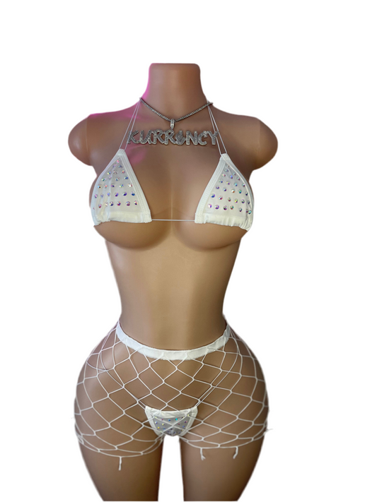 Fishnet White 3pc Micro Bikini