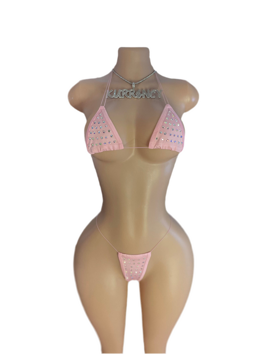 Rhinestone Light Pink 2pc Micro Bikini