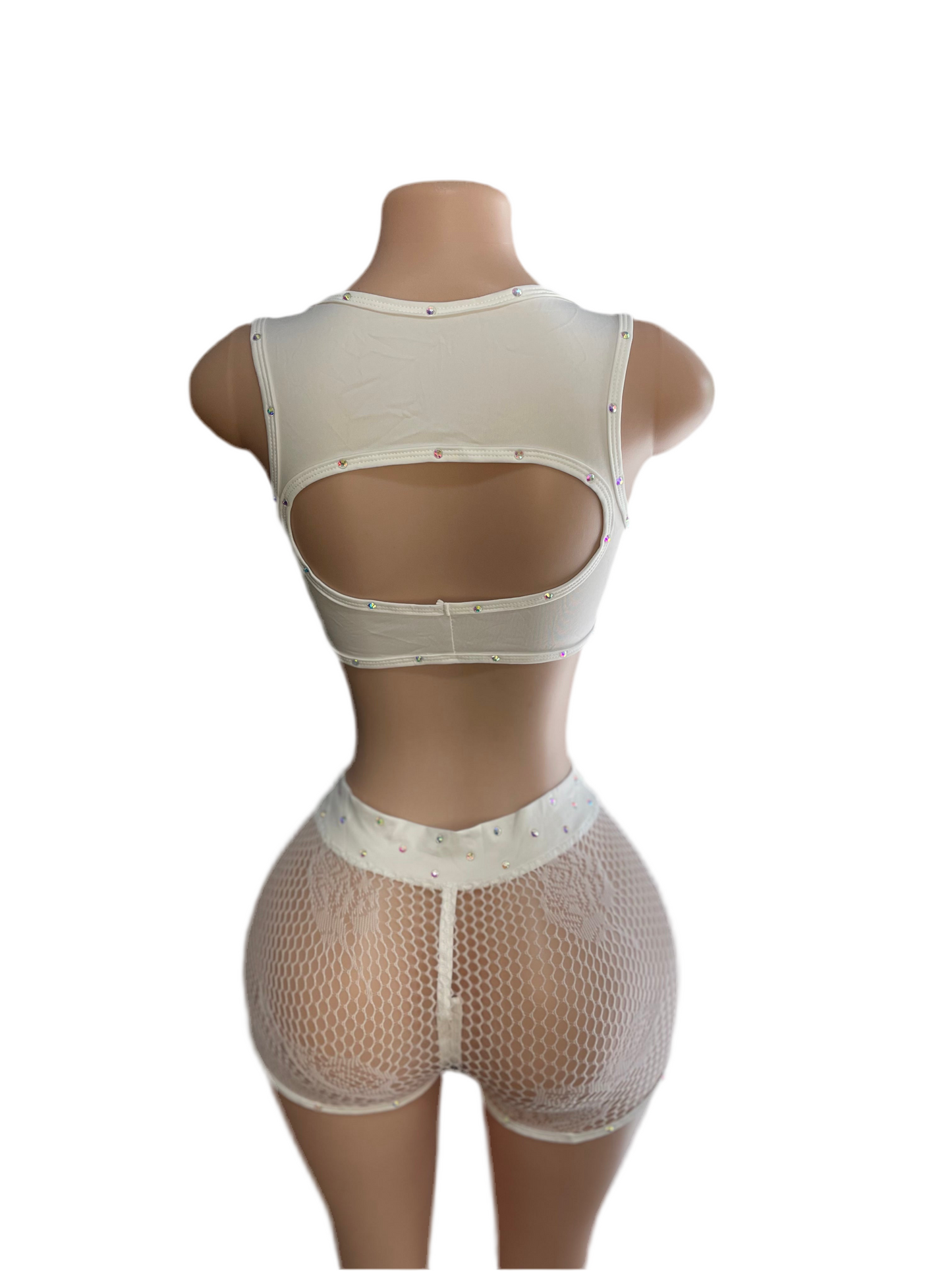 Alexis White 3pc Micro Bikini Short Set