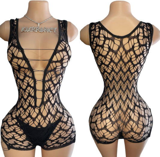 Daisy Black Romper w/ Thongs