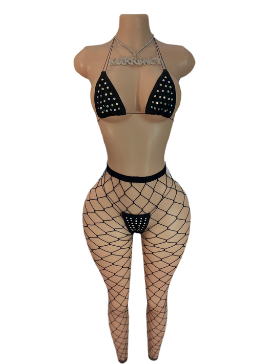 Black Fishnet 3pc Micro Bikini